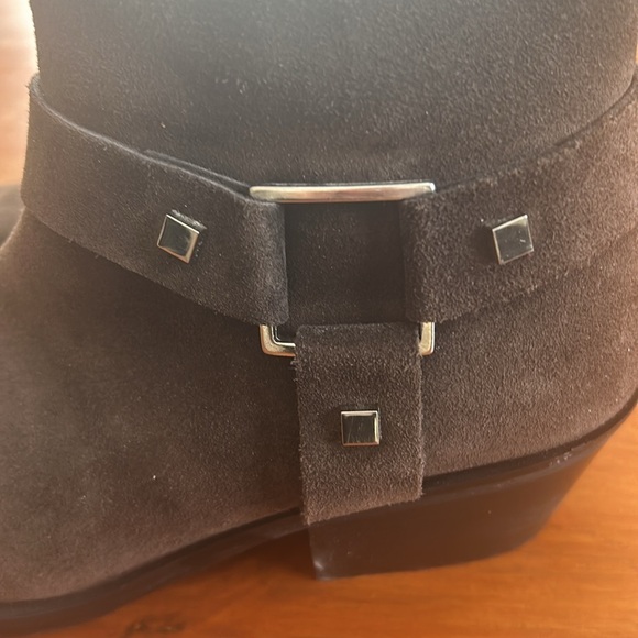 MA&LO-Italy-Laiss-Dark Brown Suede Ankle Boots-Side Zip-buckle-Sz40EU Cowboy - Picture 4 of 12